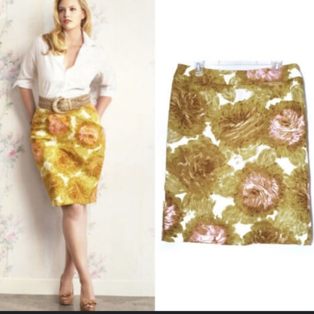 Talbots Tuileries Floral Pencil Skirt Plus Size 16W Watercolor Office Feminine